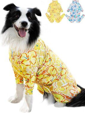 Brand New Dog Recovery Suit – Yellow Print (X-Large) Lightweight Breathable O